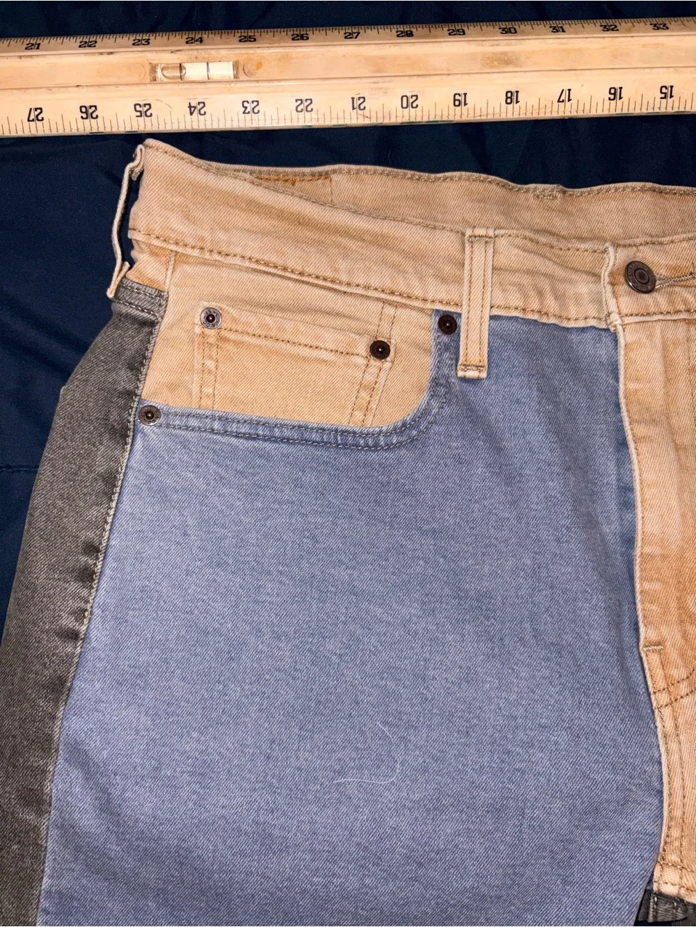 Levi’s 502 Colorblock Patchwork Denim Shorts Men’s W33 Multicolor